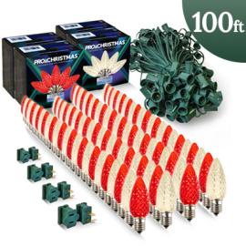 100ft C9 LED Christmas Lighting Kit with Slide-on Plugs