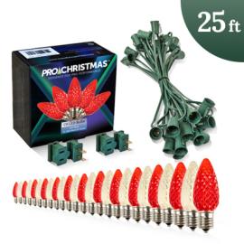 25ft C9 LED Christmas Lighting Kit with Slide-on Plugs