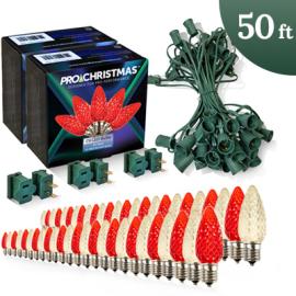 50ft C9 LED Christmas Lighting Kit with Slide-on Plugs