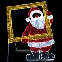 7' 2D Santa with Photo Frame - Lit