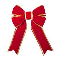 18" Red Velvet with Gold Trim Christmas Bow