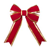 24" Red Velvet with Gold Trim Christmas Bow