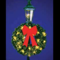 4' Wreath with Bow Christmas Lamp Post