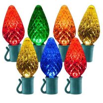 25 Light Multi C9 LED Christmas Lights - 8" Spacing