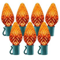 26 Light Amber/Orange C9 LED Christmas Lights - 8" Spacing