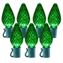 26 Light Green C9 LED Christmas Lights - 8" Spacing