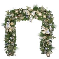 9'X14" Pre-Decorated Garland - Champagne Shimmer - Warm White