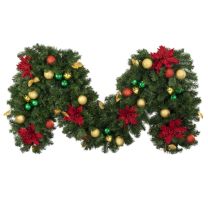 Decorated 9' x 18" Garland Unlit