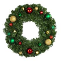 24" Unlit Decorated Wreath - Colors of the Holidays - Bow Option Available