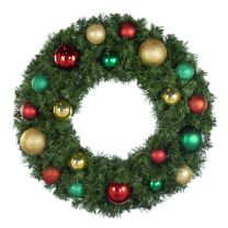 30" Unlit Decorated Wreath - Colors of the Holidays - Bow Option Available