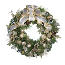 72" Pre-Decorated Wreath - Champagne Shimmer - Warm White