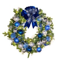 36" Pre-Decorated Wreath - Sapphire Sky - Warm White