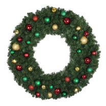 48" Unlit Decorated Wreath - Colors of the Holidays - Bow Option Available