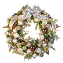 48" Pre-Decorated Wreath - Champagne Shimmer - Warm White