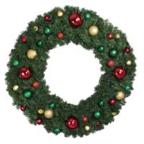 60" Unlit Decorated Wreath - Colors of the Holidays - Bow Option Available