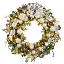 72" Pre-Decorated Wreath - Champagne Shimmer - Warm White