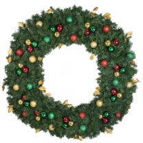 60" Unlit Decorated Wreath - Traditional Décor - Bow Option Available