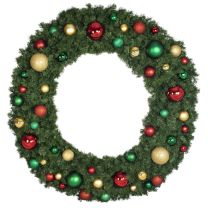 72" Unlit Decorated Wreath - Colors of the Holidays - Bow Option Available