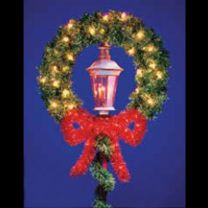 5.5' x 4' Wreath with Garland Bow Christmas Lamp Post