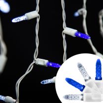 LED Icicle Lights - 70 Light Set - Pure White & Blue