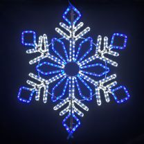 24" Winter Snowflake - Pure White and Blue