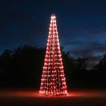 30' Commercial Tree of Lights with LED Retrofit Bulbs - Red