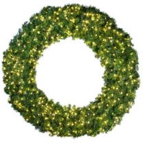 120" Lit Warm White Deluxe Oregon Fir Wreath - Bow Option Available