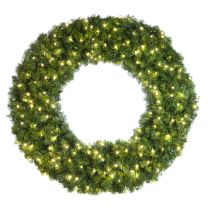 48" Lit Warm White Deluxe Oregon Fir Wreath - Bow Option Available