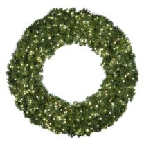 60" Lit Pure White Deluxe Oregon Fir Wreath - Bow Option Available