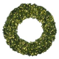 60" Lit Warm White Deluxe Oregon Fir Wreath - Bow Option Available