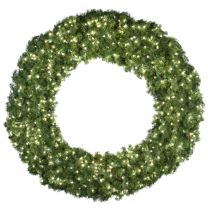 72" Lit Pure White Deluxe Oregon Fir Wreath - Bow Option Available