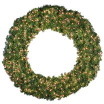 72" Lit Red Deluxe Oregon Fir Wreath - Bow Option Available