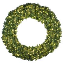 72" Lit Warm White Deluxe Oregon Fir Wreath - Bow Option Available