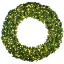 84" Lit Warm White Deluxe Oregon Fir Wreath - Bow Option Available