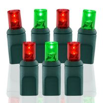 100 Light Red and Green 5 mm Wide Angle Conical LED Christmas Lights