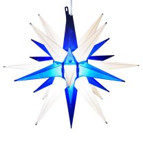 white & blue moravian star tree topper