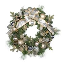 30" Pre-Decorated Wreath - Champagne Shimmer - Warm White