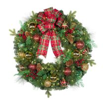 36" Pre-Decorated Wreath - Classic Holiday - Warm White