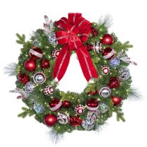 60" Pre-Decorated Wreath - Red Splendor - Warm White