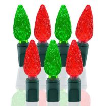 70 Light Red & Green C6 LED Christmas Lights