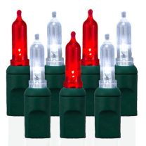 T5 Smooth - 100 Bulb Count, 4" Spacing - Pure White & Red - Green Wire