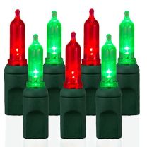 70 Light T5 Smooth Red & Green LED Christmas Lights