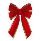 18" Red Velvet with Gold Trim Christmas Bow