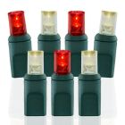 50 Light 2800K Warm White and Red 5 mm Wide Angle Conical LED Christmas Lights