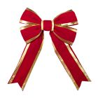 24" Red Velvet with Gold Trim Christmas Bow