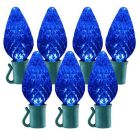 26 Light Blue C9 LED Christmas Lights - 8" Spacing