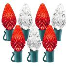 26 Light Red & Pure White C9 LED Christmas Lights - 8" Spacing