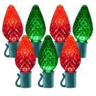 26 Light Red & Green C9 LED Christmas Lights - 8" Spacing