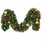 Decorated 9' x 14" Garland Lit