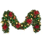 Decorated 9' x 14" Garland Lit